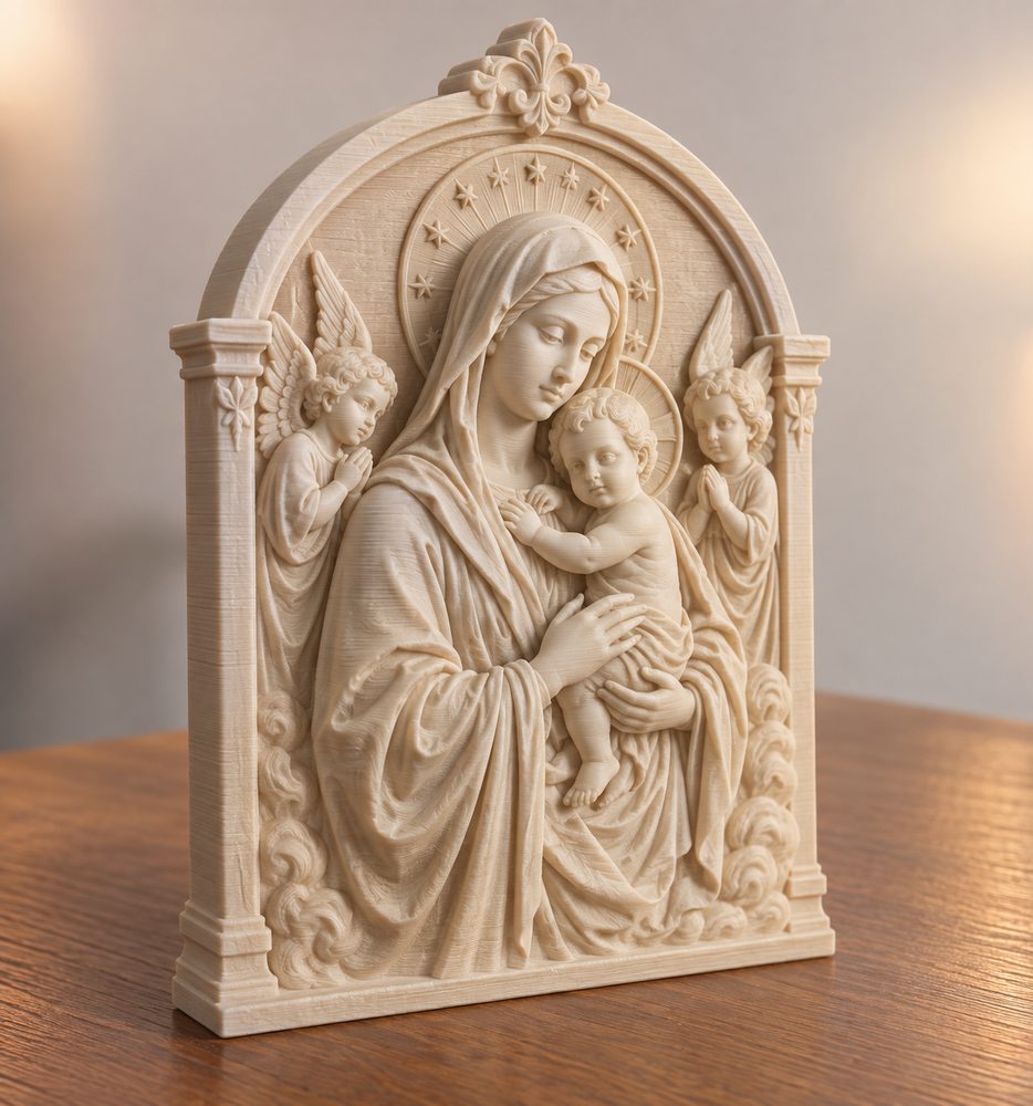 Relief Madonna And Child With Angels 3D Printing Creative Design Inspiration