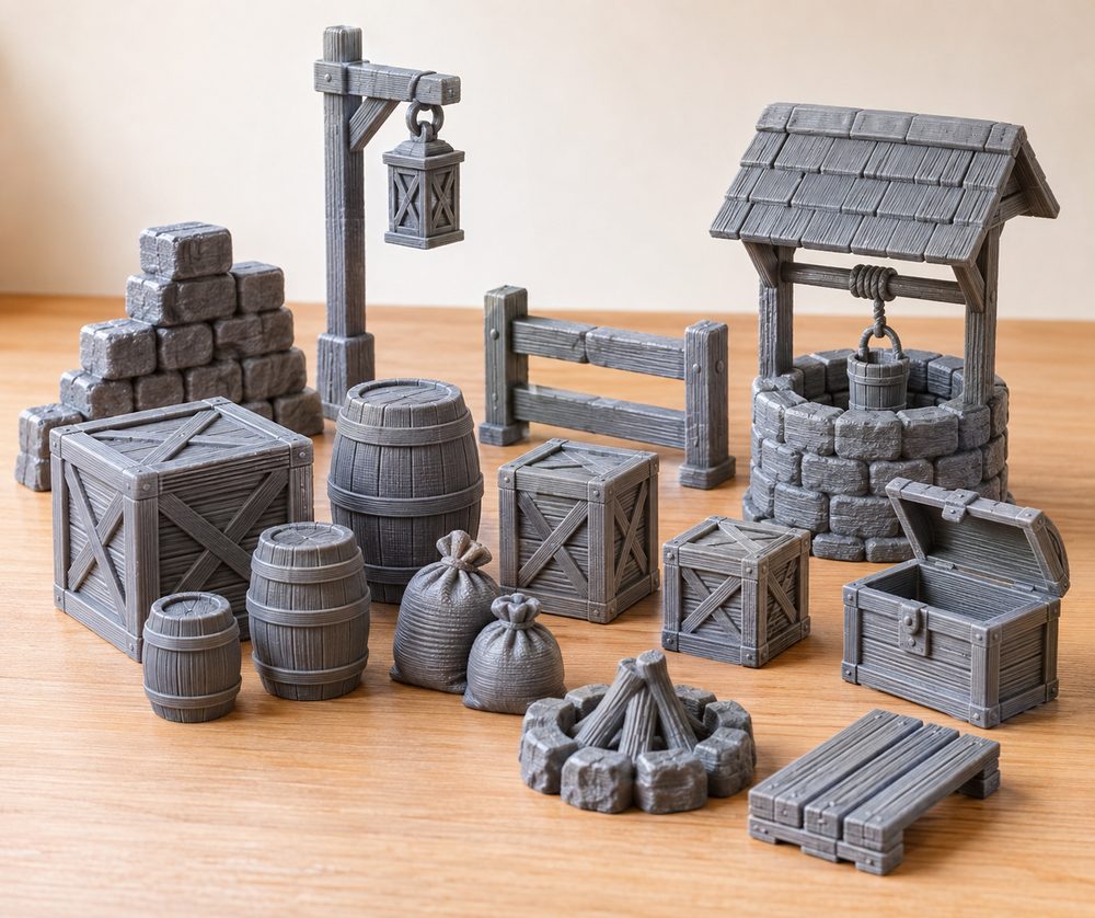 Assorted Props And Environment Set 32Mm Inspiración de diseño creativo para impresión 3D