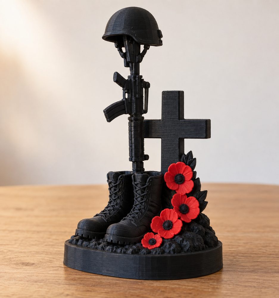 Never Forget Soldier Cross Boots Poppy Day Creatieve ontwerpinspiratie voor 3D-printen