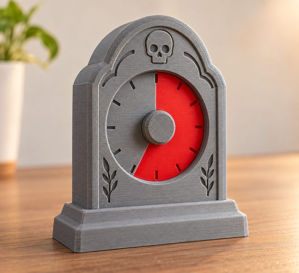Tombstone Pomodoro Progress Dial 3D प्रिंटिंग के लिए रचनात्मक डिजाइन प्रेरणा