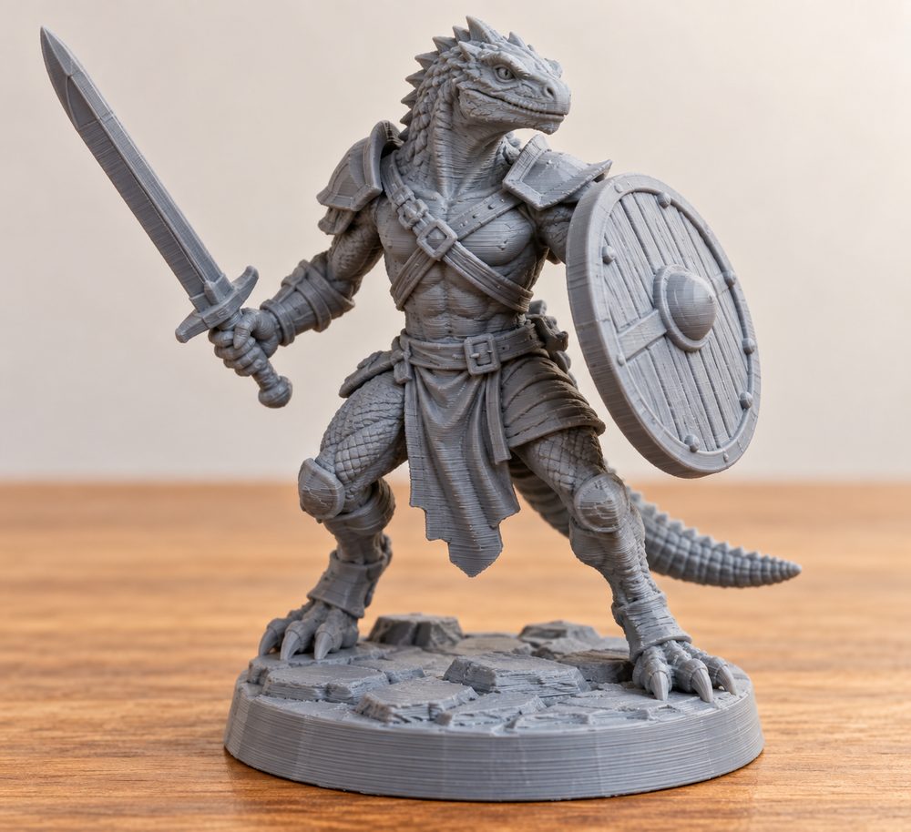 Lizardfolk Male With Sword And Shield B 3D Printing Creative Design Inspiration