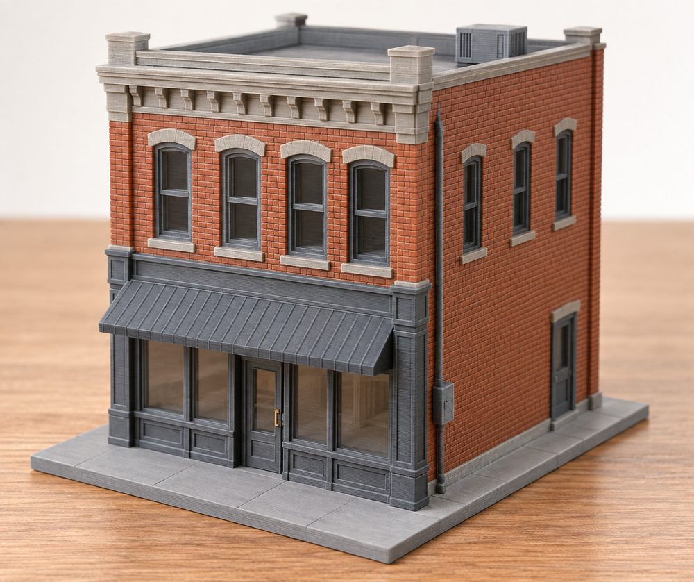 Diorama 64Th Scale Commercial Building Inspiração de design criativo para impressão 3D
