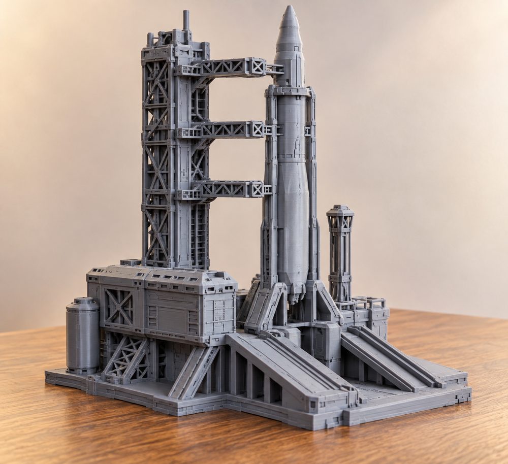 Flatline City Second Wave Rocket Launch Facility With Modula Inspiração de design criativo para impressão 3D