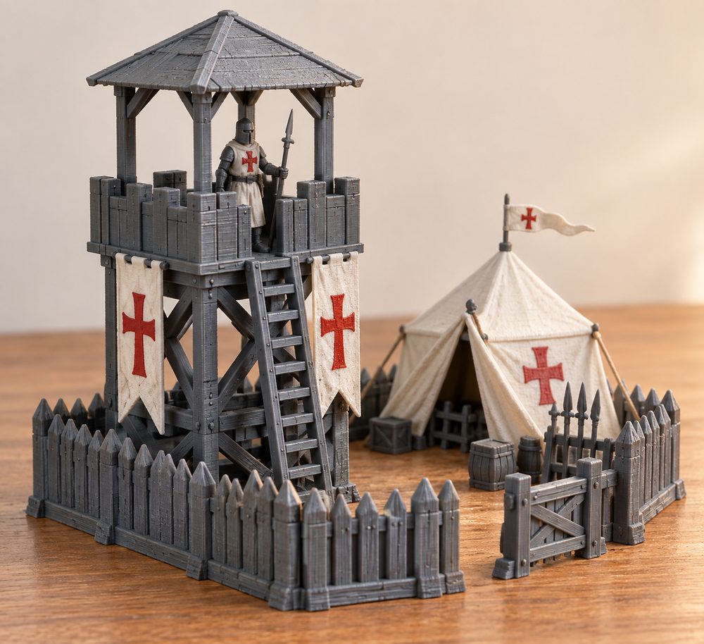 Medieval Camp Guard Crusader Army Inspiration créative pour l’impression 3D