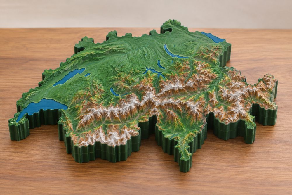 Switzerland Terrain Cảm hứng thiết kế sáng tạo cho in 3D