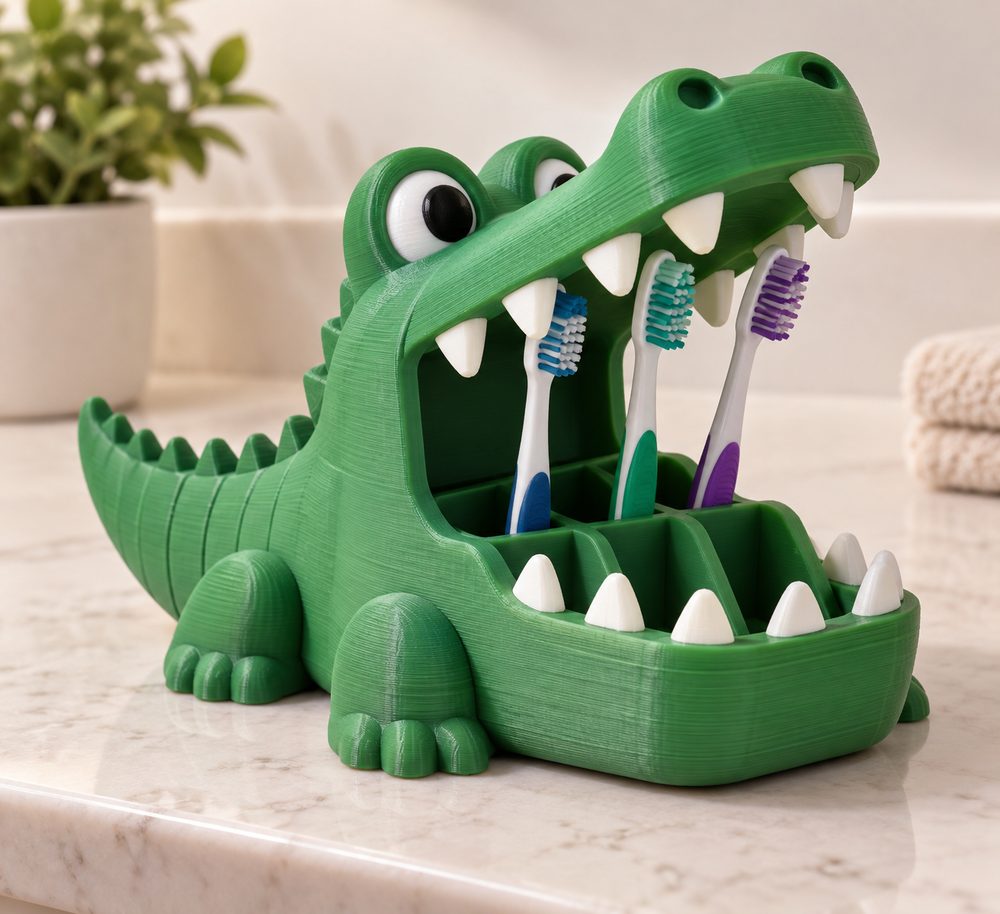 Crocodile Toothbrush Holder3D打印创意设计灵感