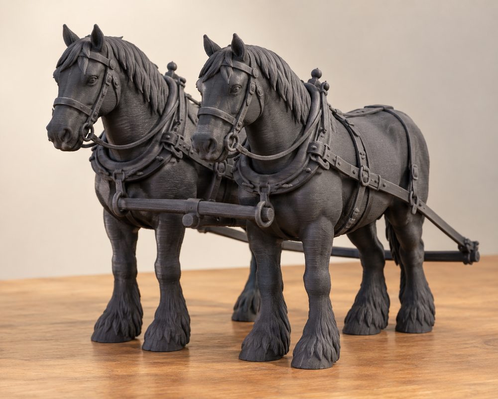 Medieval Draught Horses إلهام تصميم إبداعي للطباعة ثلاثية الأبعاد