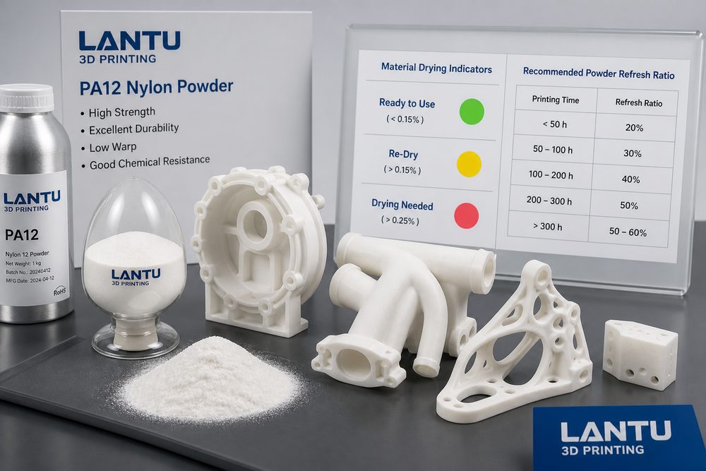 Stampa 3D in serie del PA12 nylon a bassa deformazione: dal controllo dell’essiccazione del materiale al riciclo della polvere