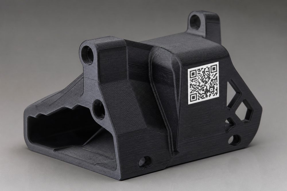 Identification and traceability design of 3D printed parts: QR code embedding and serialization management