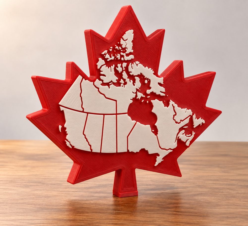 Maple Leaf With Provinces Inspiración de diseño creativo para impresión 3D