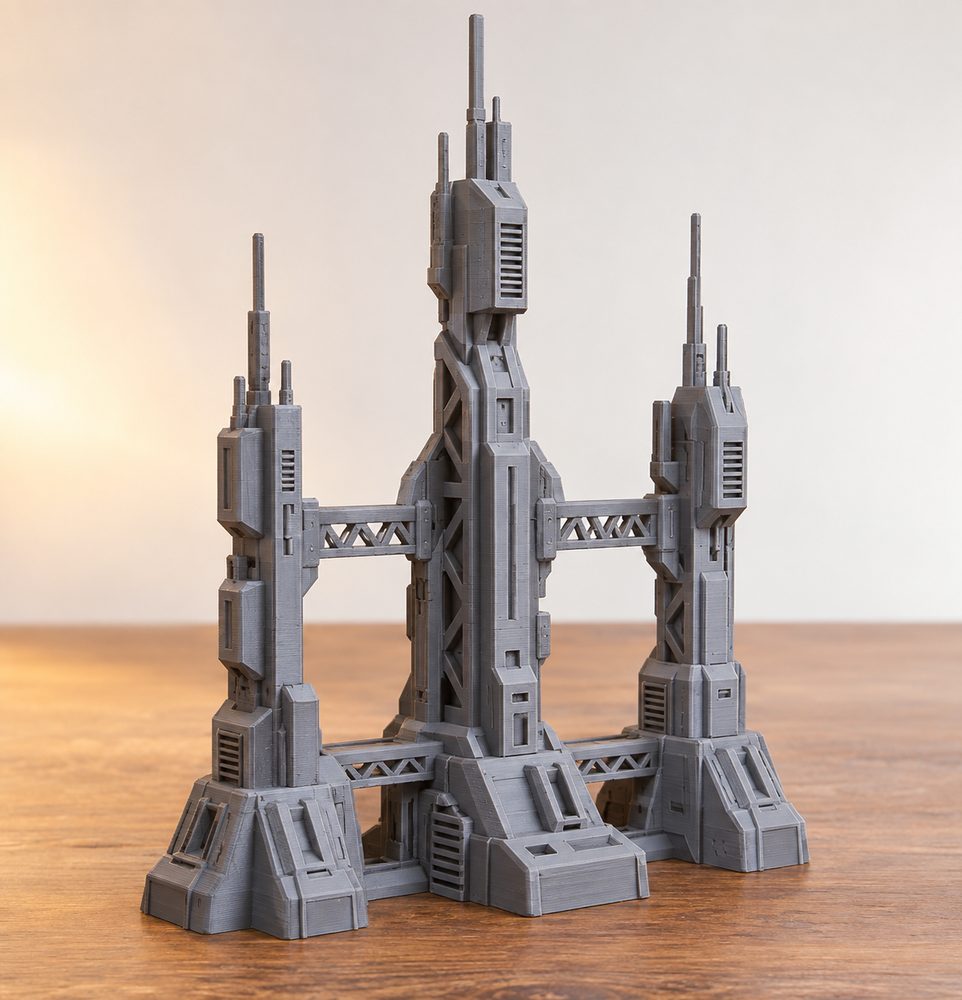 Flatline City Second Wave Pylon Array Towers Inspiração de design criativo para impressão 3D