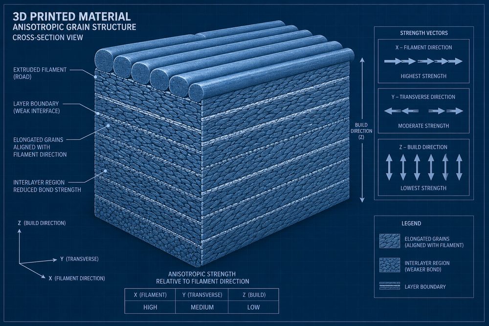 3D打印中的各向异性理解与应用:强度方向性的工程利用
