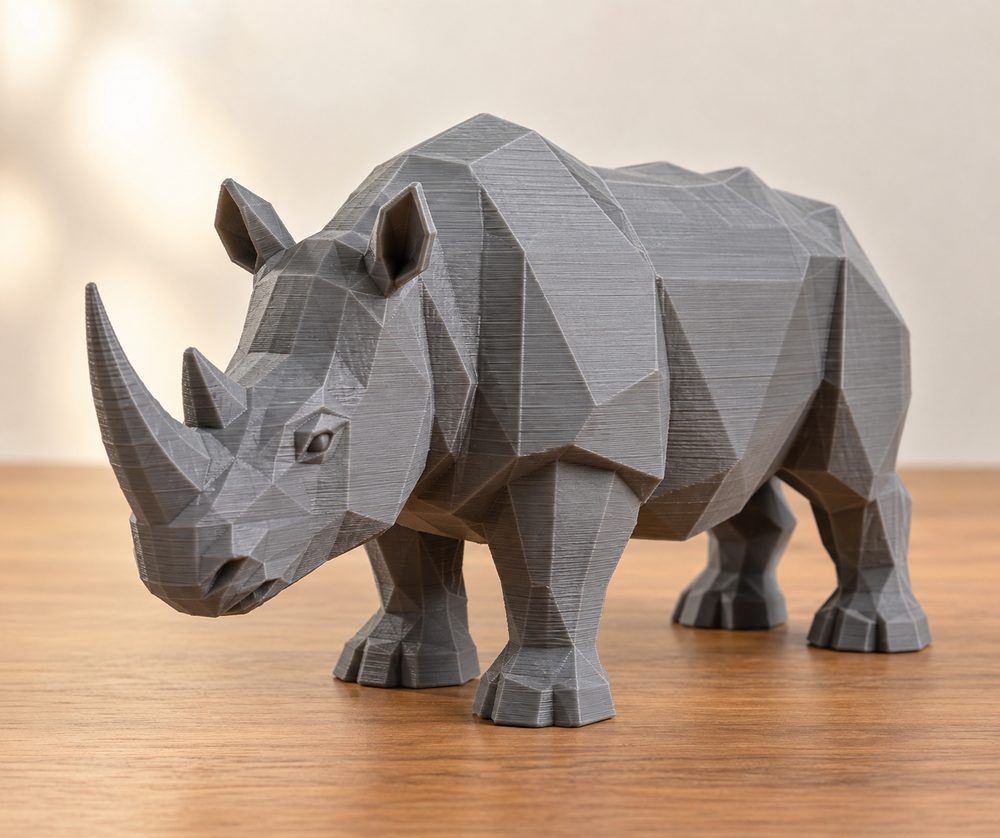 Rhino Decorative Piece Of Art 3D 프린팅 창의 디자인 영감