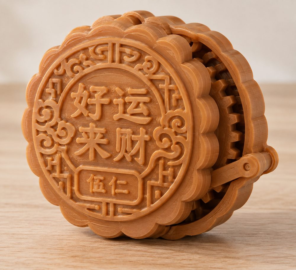 棘轮月饼-好运,来财,伍仁3D打印创意设计灵感