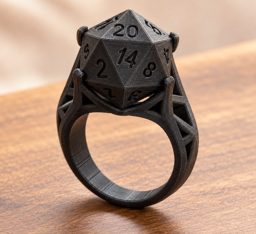 D20 Ring إلهام تصميم إبداعي للطباعة ثلاثية الأبعاد