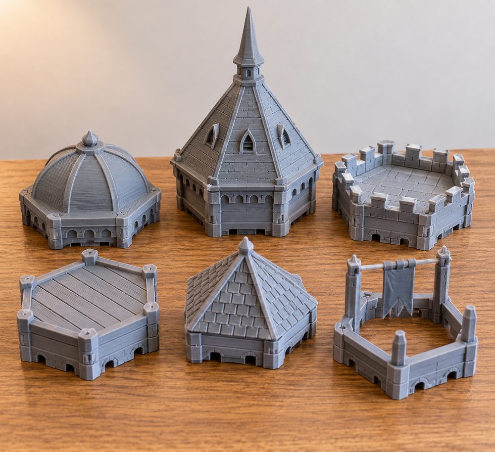 Building Topper Expansion Set For The Stackable Hex Building إلهام تصميم إبداعي للطباعة ثلاثية الأبعاد