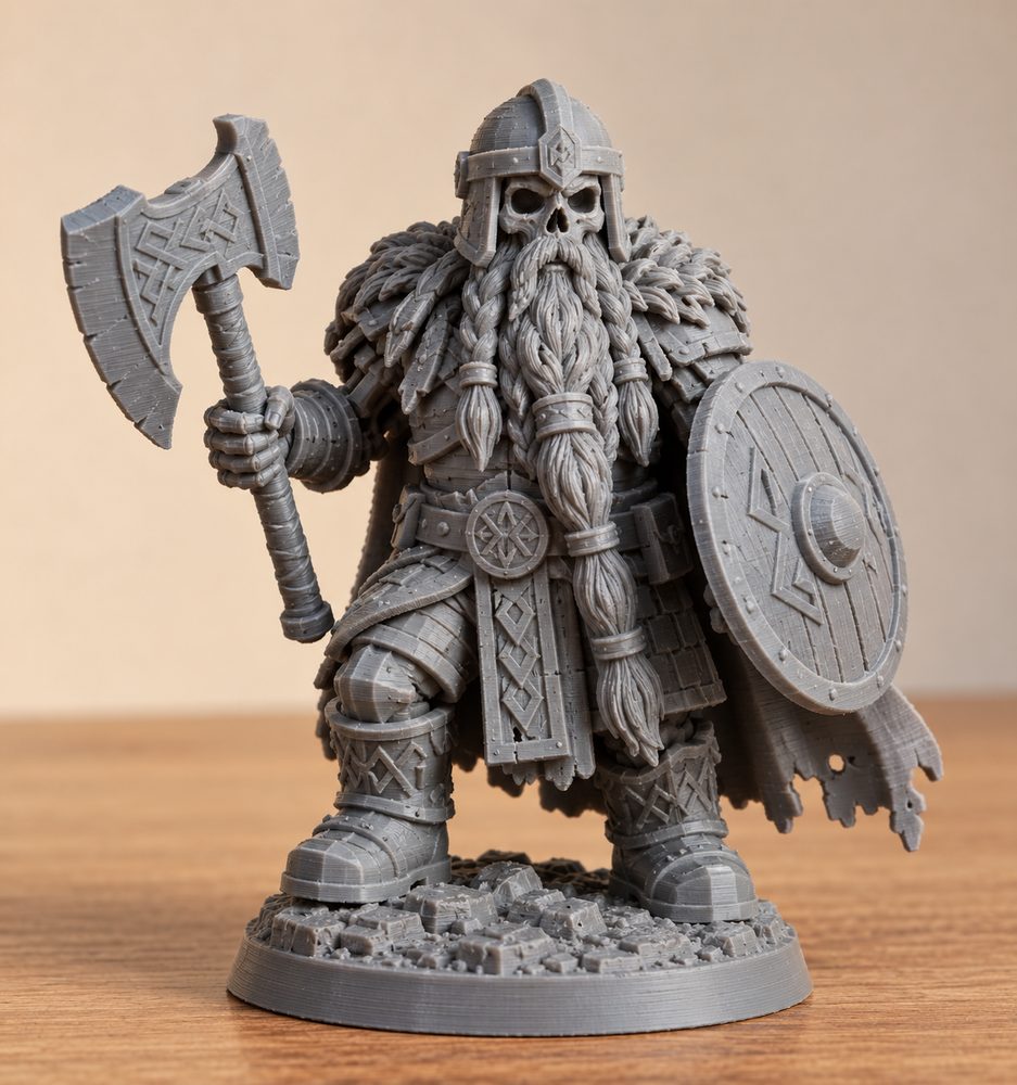 Dead Dwarf Warrior Supportless Version A Inspiración de diseño creativo para impresión 3D