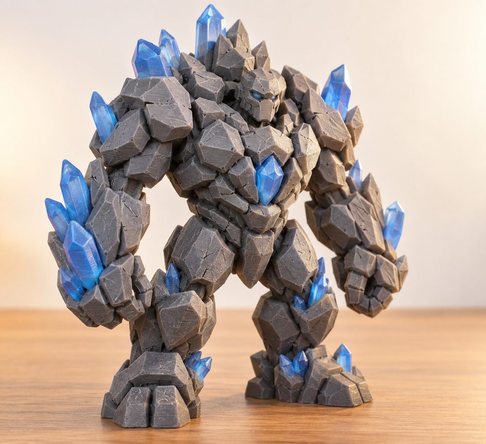 Stone And Crystal Golem Ispirazione di design creativo per stampa 3D