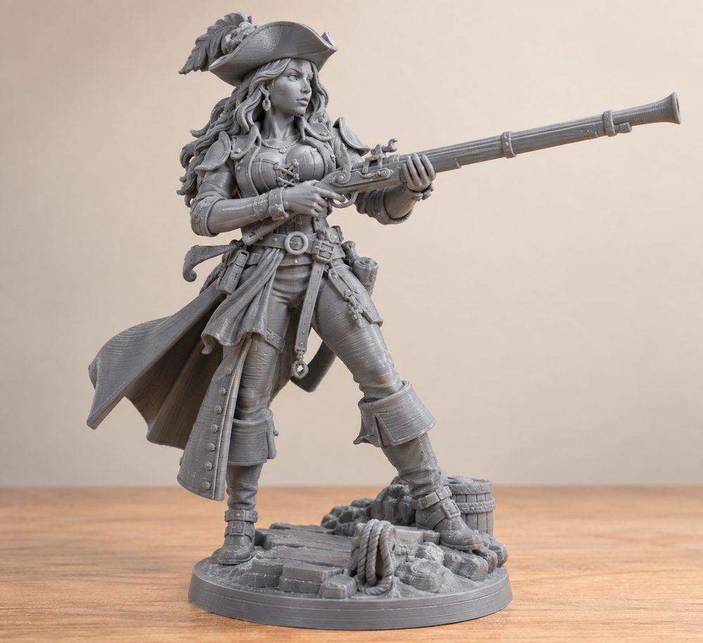 Pirate Gunner Rifle Corsair Female Идея креативного дизайна для 3D-печати