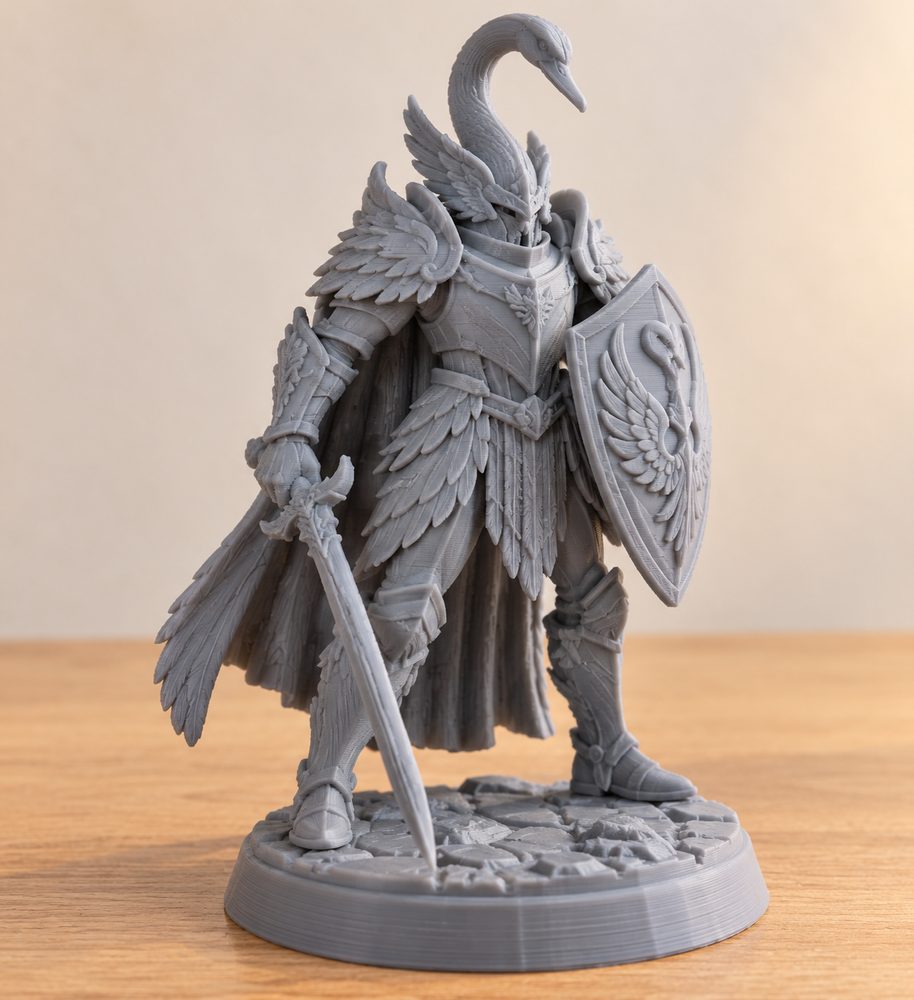 Swan Knight On Foot B Presupported Kreative Designinspiration für den 3D-Druck