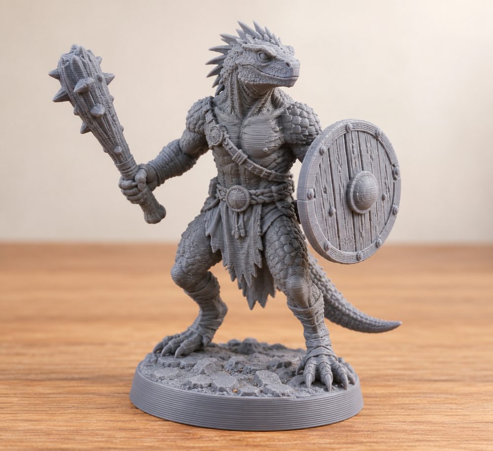 Lizardfolk Male With Club And Shield A Creatieve ontwerpinspiratie voor 3D-printen