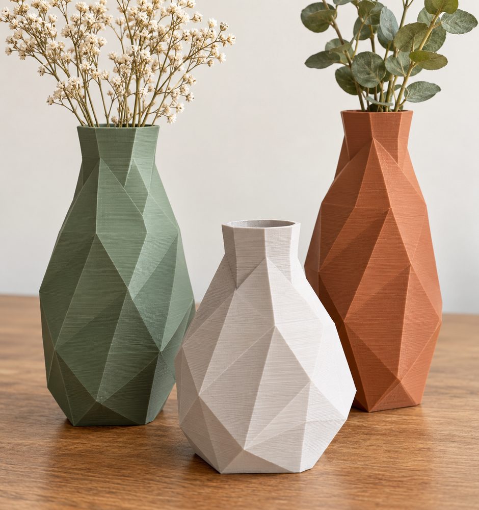 Low Poly Vase Set Designs Creatieve ontwerpinspiratie voor 3D-printen