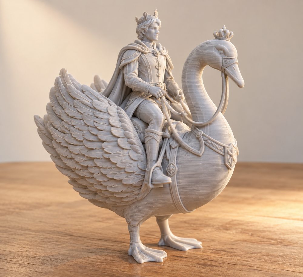 Swan Prince Mounted Presupported Kreative Designinspiration für den 3D-Druck