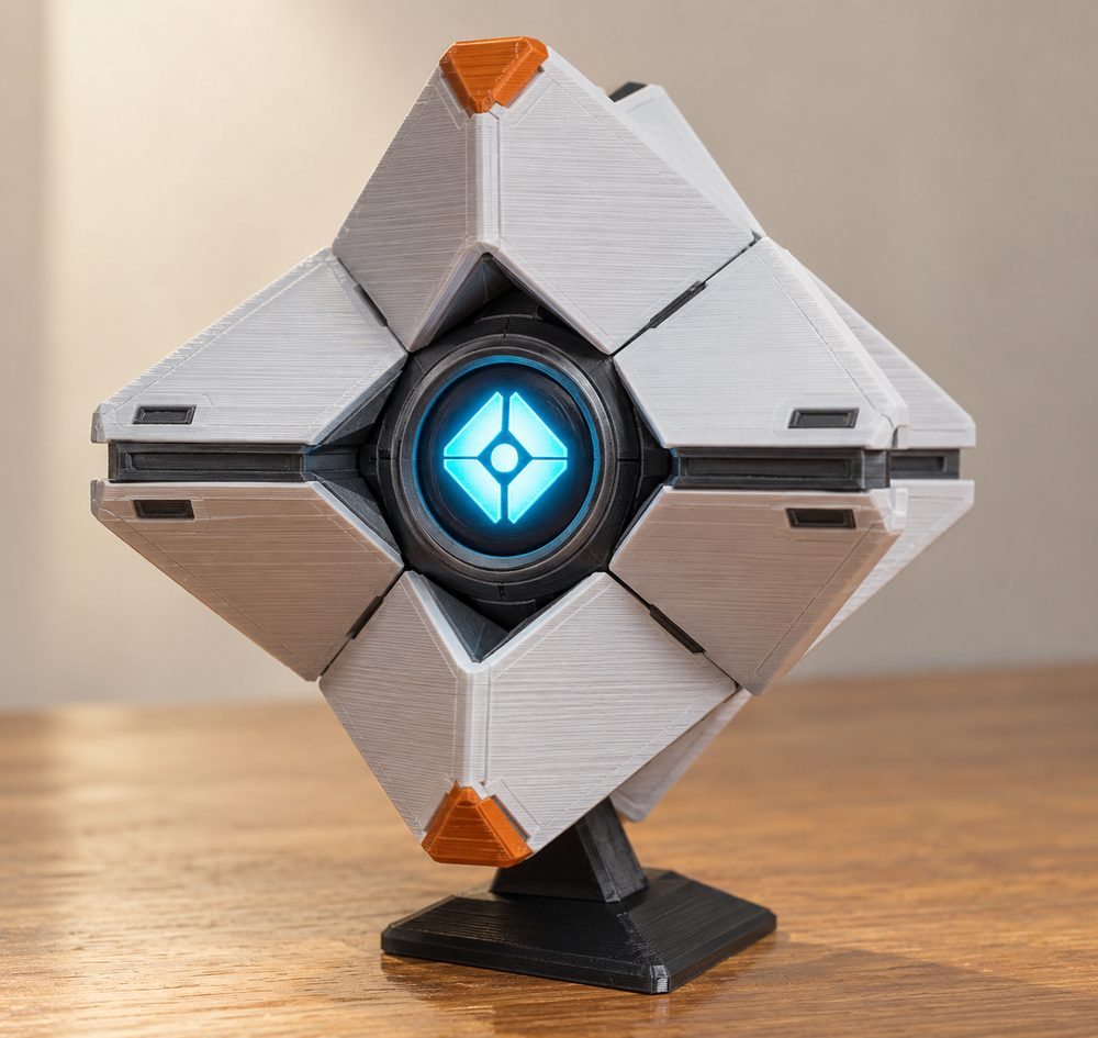 Full Detailed Destiny Ghost Model Led Illuminated إلهام تصميم إبداعي للطباعة ثلاثية الأبعاد