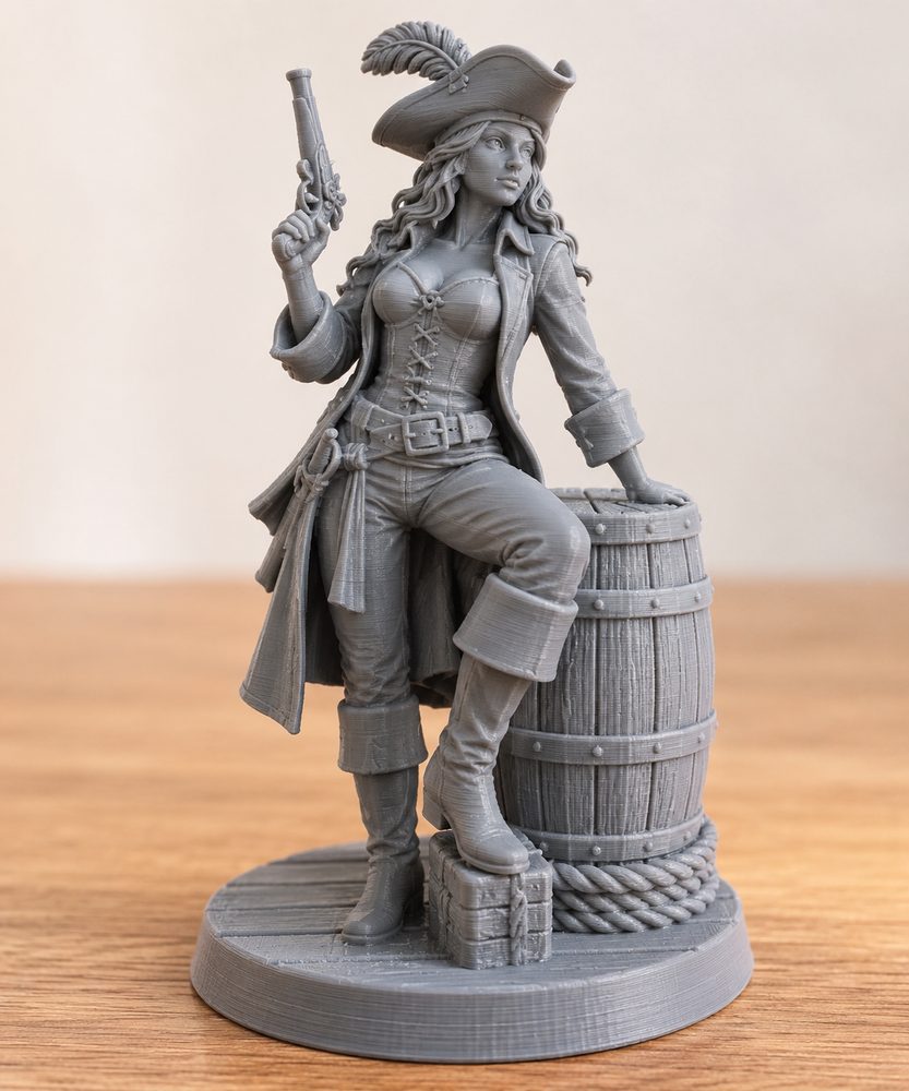 Pirate Gunner Leaning Corsair Female Идея креативного дизайна для 3D-печати