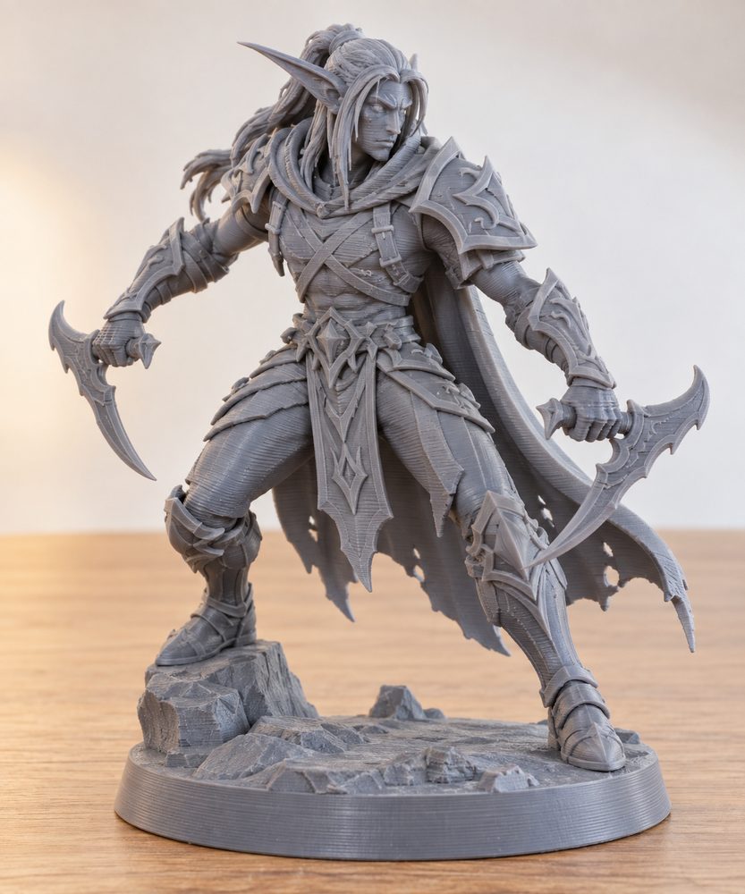Night Elf Rogue Attack Armored Male إلهام تصميم إبداعي للطباعة ثلاثية الأبعاد