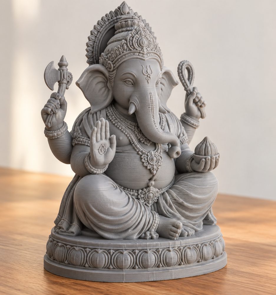 Stone Statue Of Ganesha إلهام تصميم إبداعي للطباعة ثلاثية الأبعاد