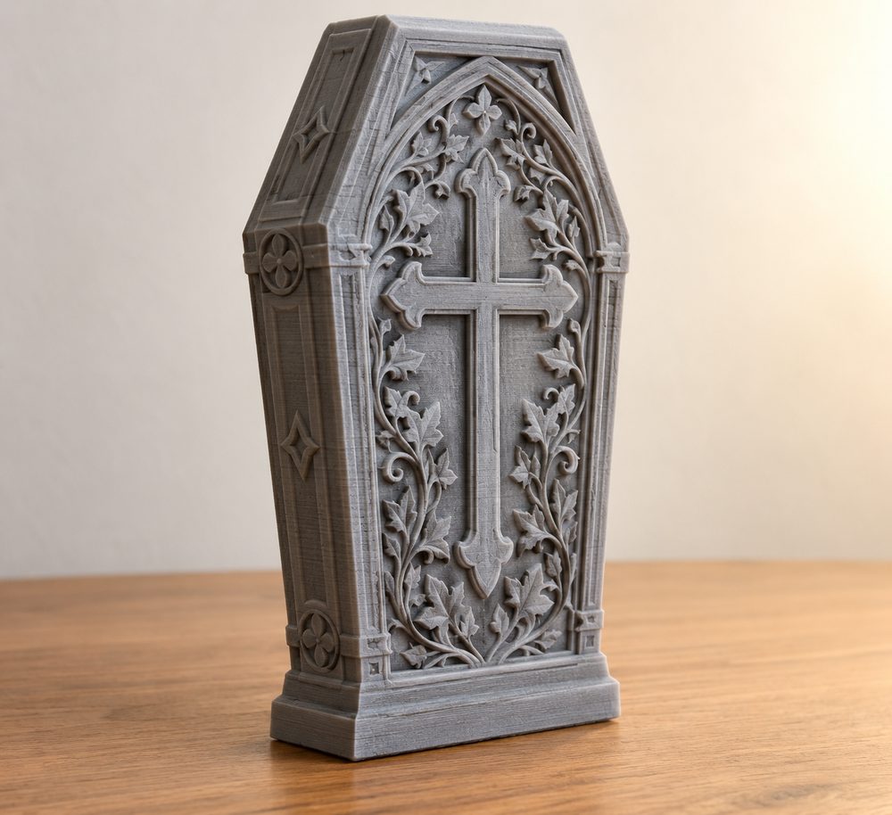 Pseudosarcophagus Slab With A Cross And Geometrical And Vege Kreative Designinspiration für den 3D-Druck