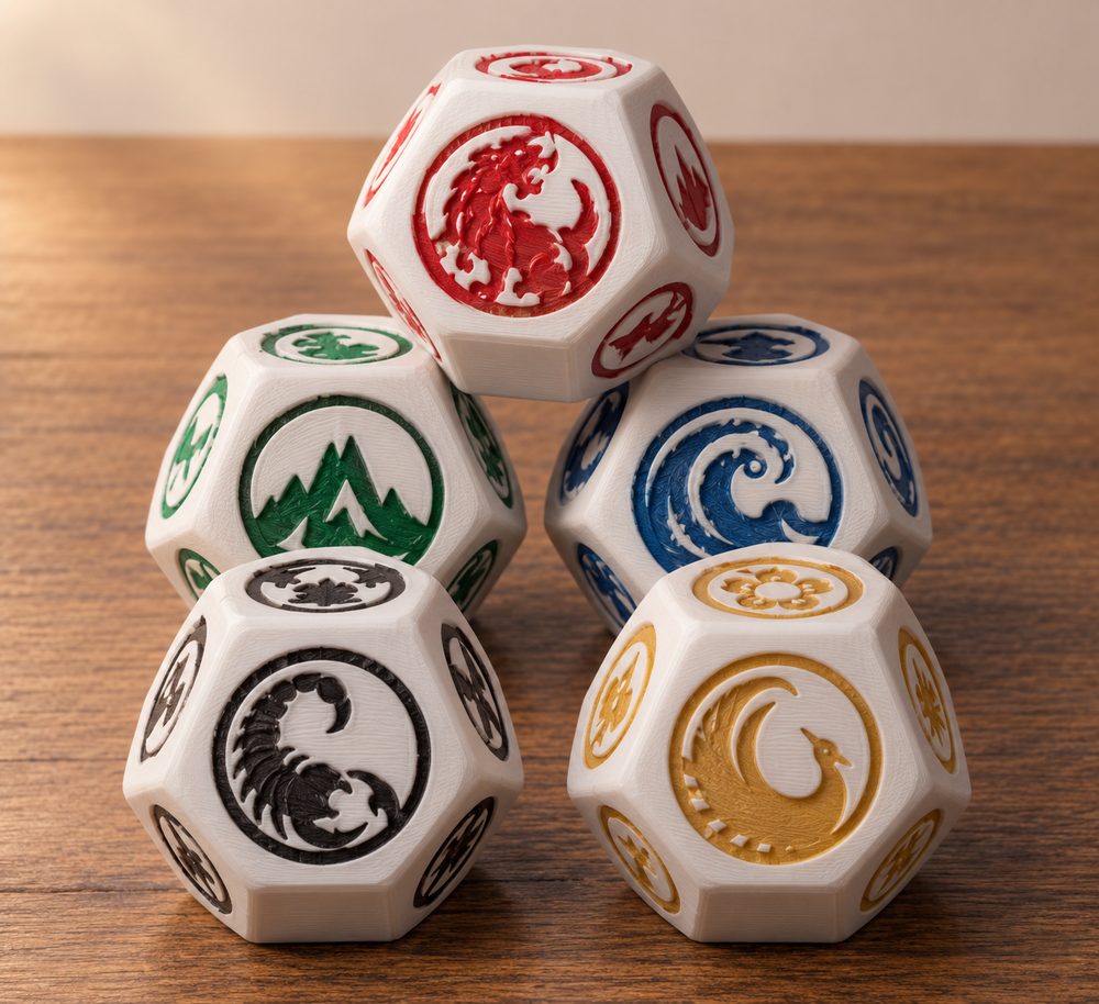 Legend Of The Five Rings Dices Ispirazione di design creativo per stampa 3D