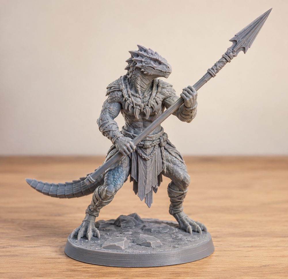 Lizardfolk Male Spear Two Handed A Kreative Designinspiration für den 3D-Druck