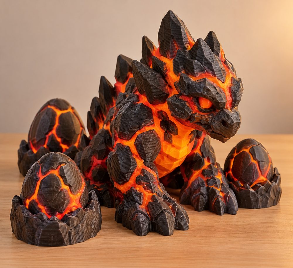 Lava Creature And Eggs Kreative Designinspiration für den 3D-Druck
