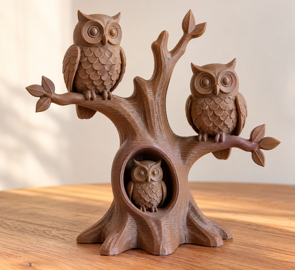 Hiboux Arbre Inspirasi reka bentuk kreatif untuk cetakan 3D