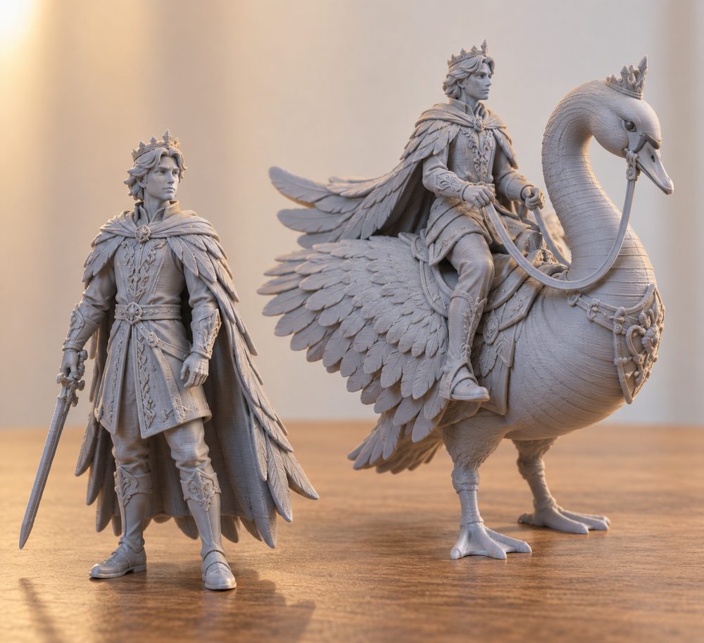 Swan Prince On Foot And Mounted Presupported3D打印创意设计灵感