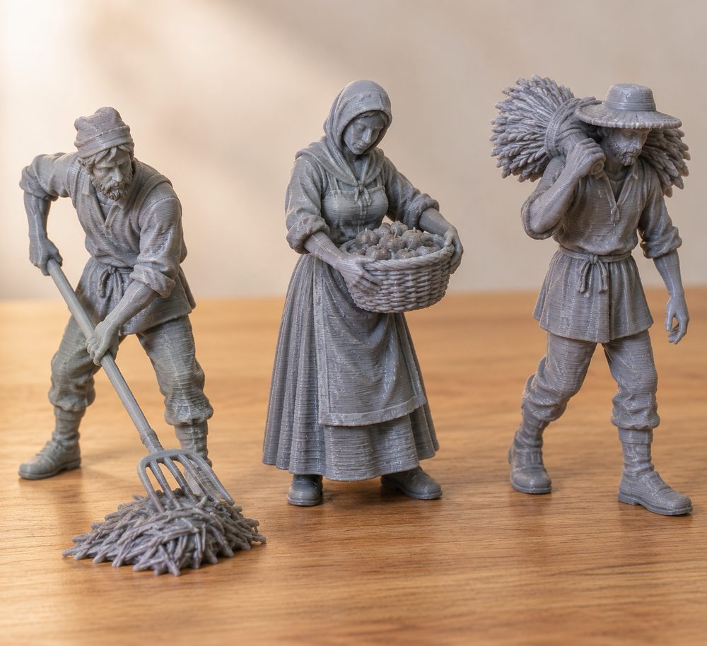 Medieval Peasant Farmers Part 3D Baskı için Yaratıcı Tasarım İlhamı