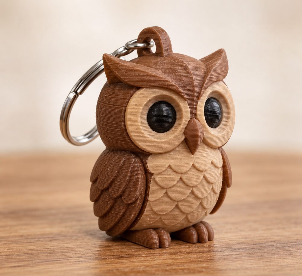 Owl Keychain إلهام تصميم إبداعي للطباعة ثلاثية الأبعاد
