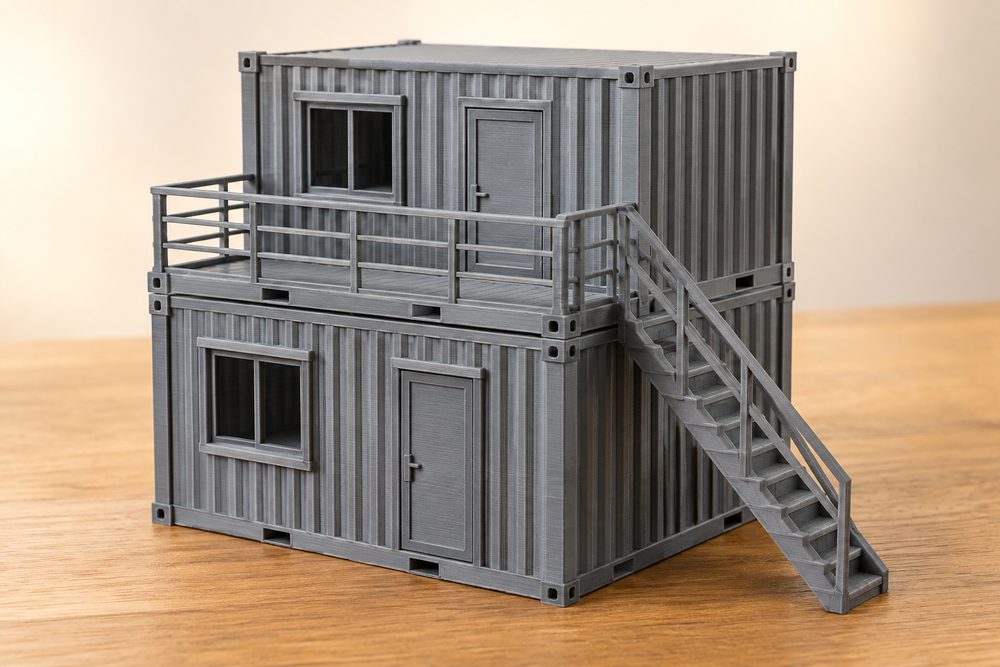 Flatline City Modular Container Buildings Inspirasi desain kreatif untuk pencetakan 3D