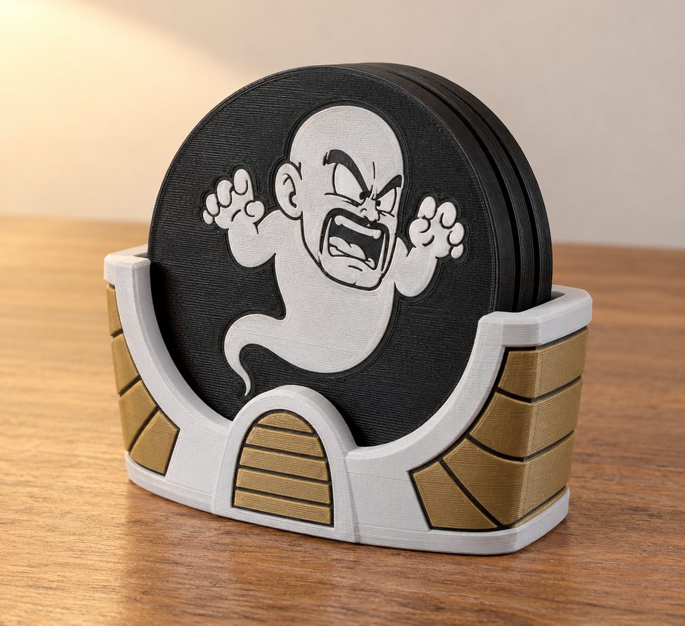 Ghost Nappa Coaster With Team Four Star Holder 3D Printing Creative Design Inspiration