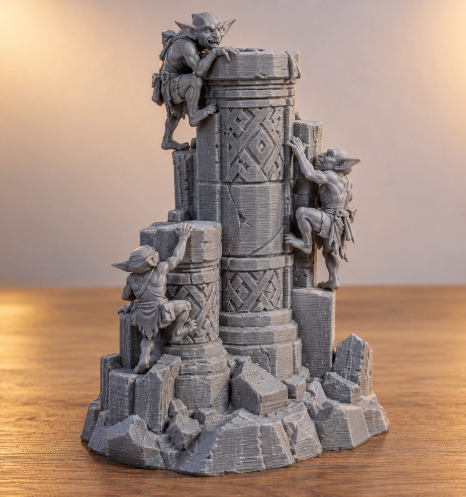 Goblin Climbers On Dwarven Columns Presupported Inspirasi desain kreatif untuk pencetakan 3D
