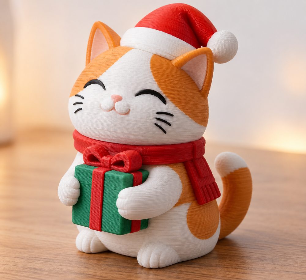 Christmas Cat Inspirasi reka bentuk kreatif untuk cetakan 3D