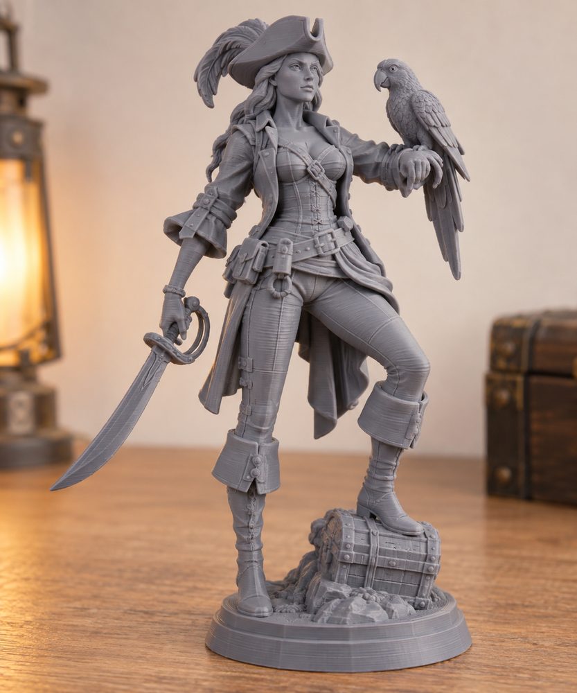 Pirate Striker Veteran Corsair Female Parrot Sword Идея креативного дизайна для 3D-печати