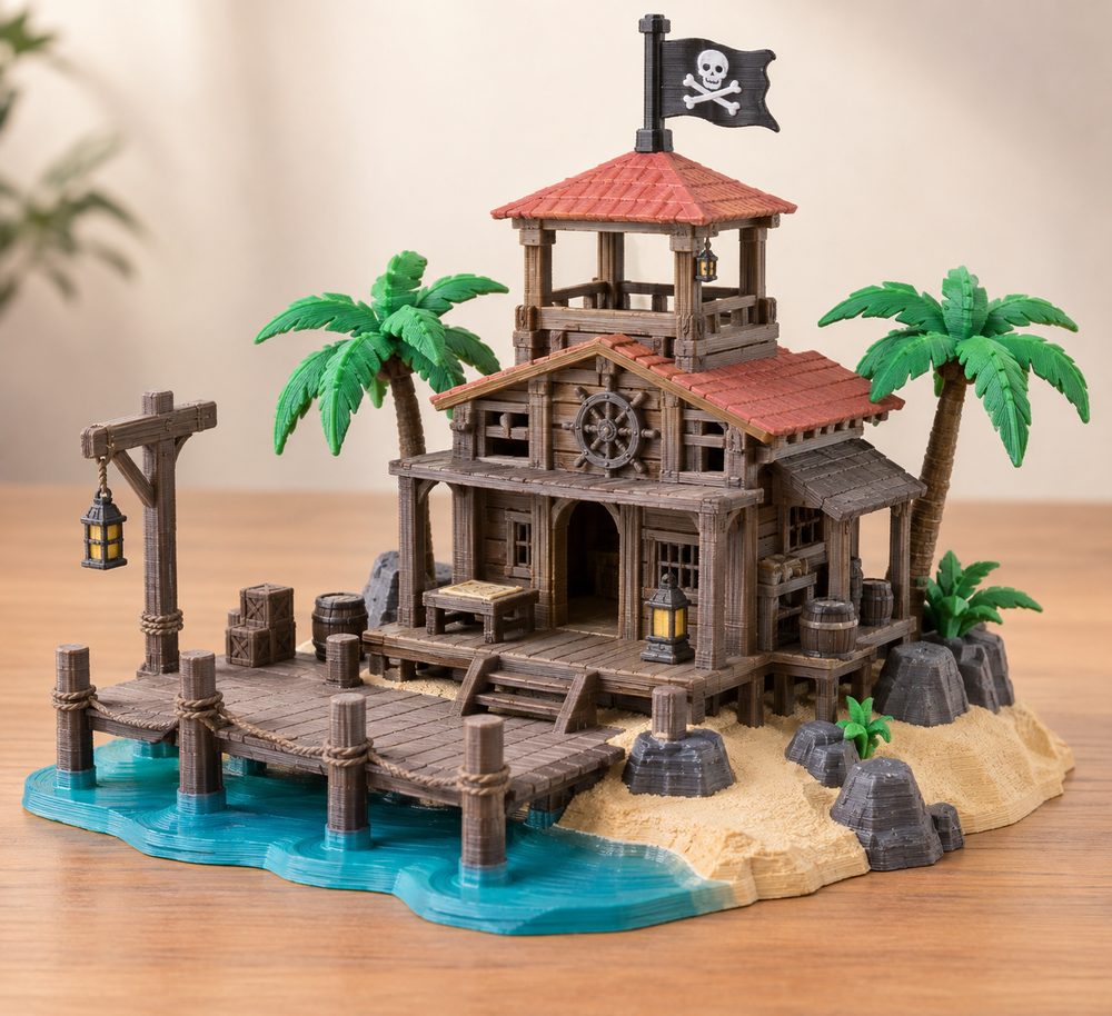 Harbour Office With Accessories Pirate Jungle Island Beach P Cảm hứng thiết kế sáng tạo cho in 3D