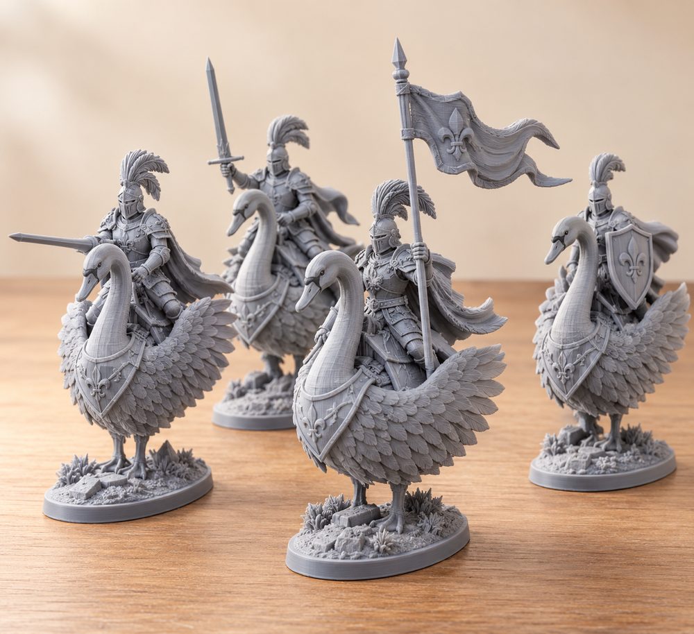 Swan Knights Mounted Set Presupported3D打印创意设计灵感