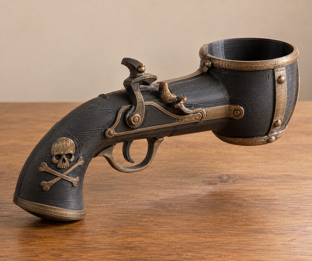 Pirate Marauder Drinking Corsair Pistol إلهام تصميم إبداعي للطباعة ثلاثية الأبعاد