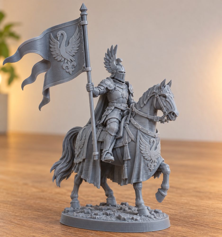 Swan Knight Mounted Banner Bearer Presupported 3D Baskı için Yaratıcı Tasarım İlhamı