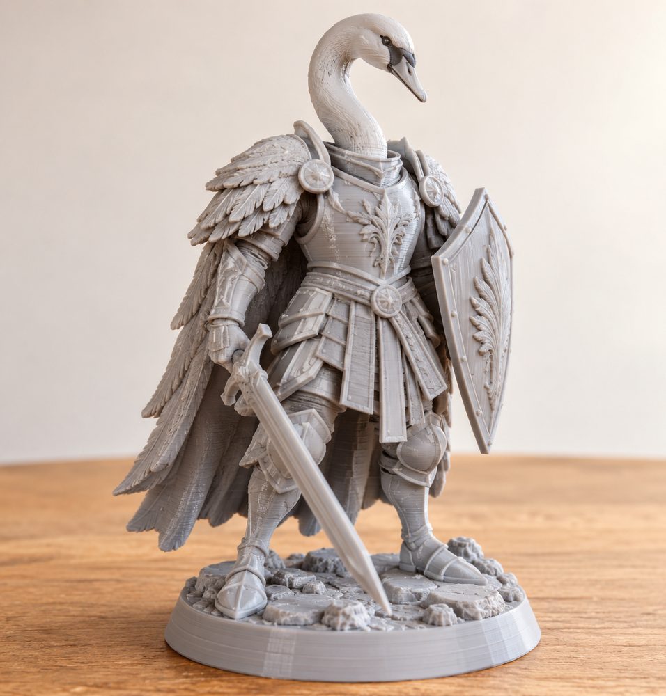 Swan Knight On Foot A Presupported Kreative Designinspiration für den 3D-Druck