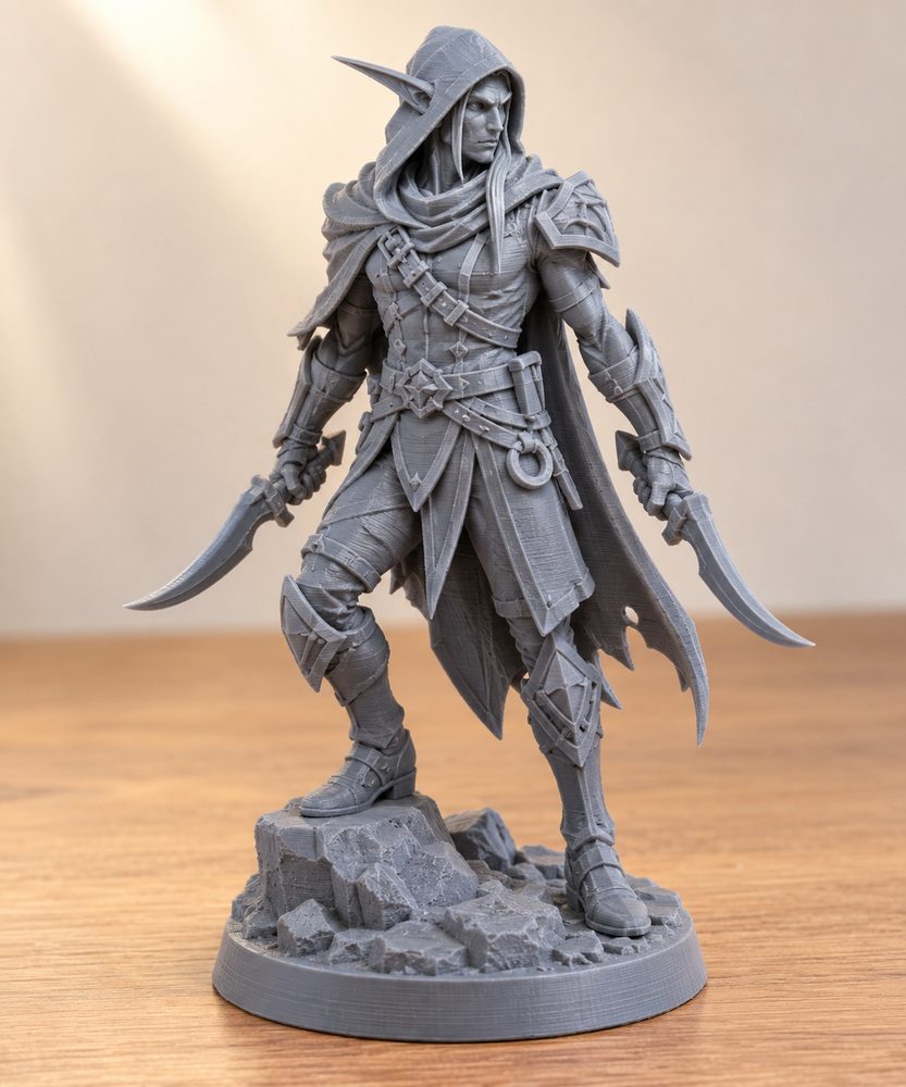 Night Elf Rogue Calm Man Inspirasi reka bentuk kreatif untuk cetakan 3D